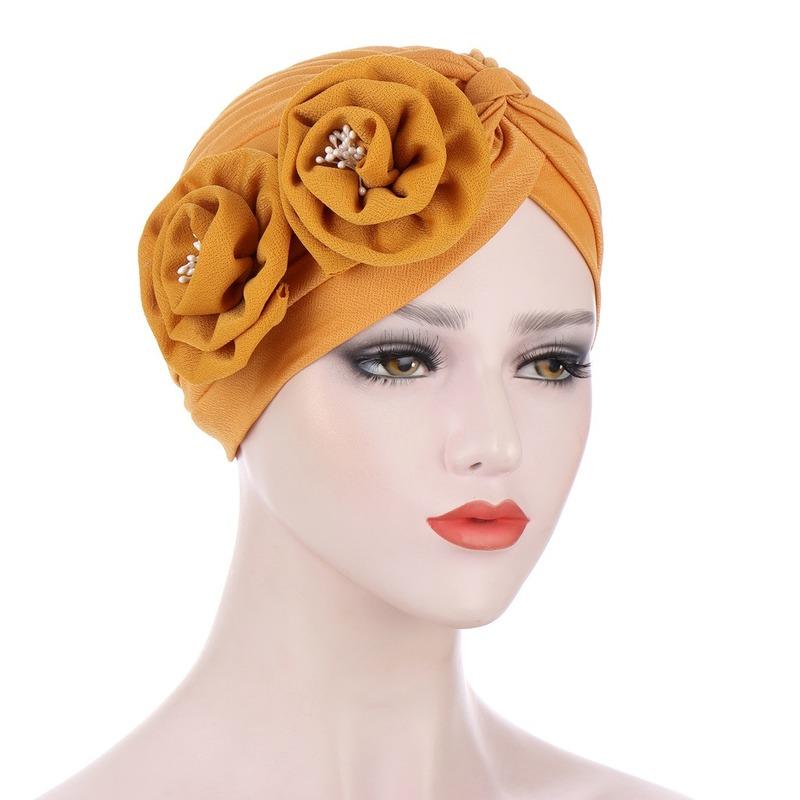 

Women Bonnet Fashion Flower Inner Caps Muslim Hijab Under The Scarf Islamic Arab Turban Bonnet Headress, Black