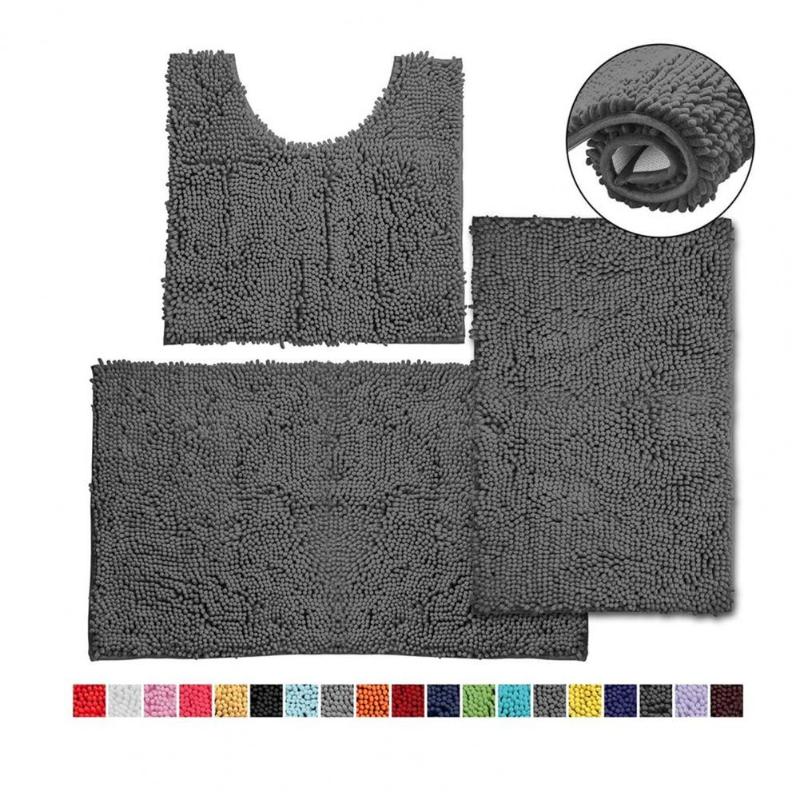 

3Pcs/Set Solid Color Non-Slip Super Water Absorbent Bathroom Kitchen Mat Cushion