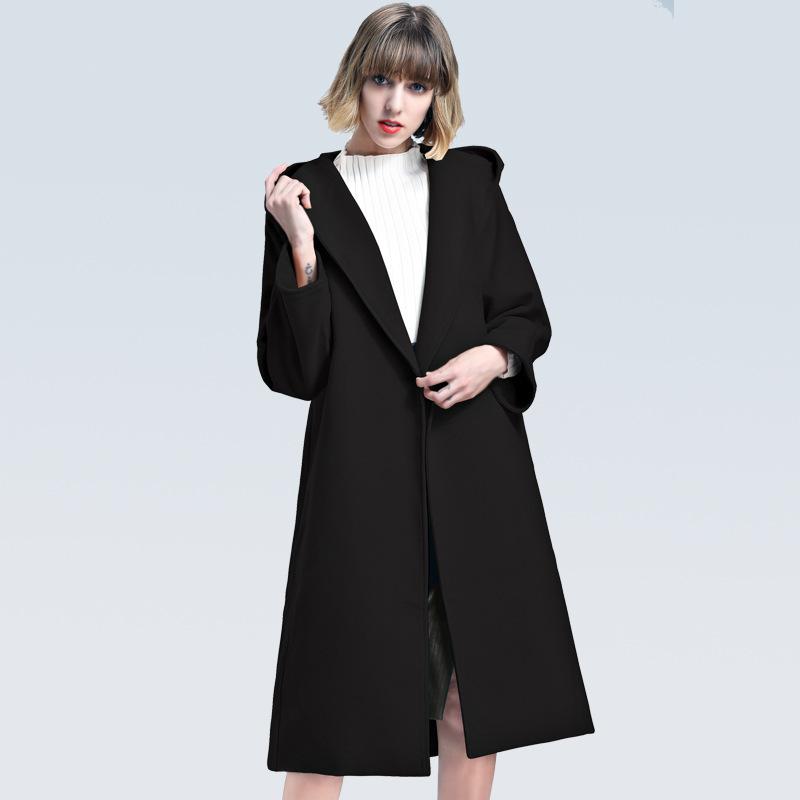 

Winter Coat Abrigo Mujer Sobretudo Ou Chang New Two-sided Even Hat Leisure Time Long Fund Ma'am Overcoat Woman Tide Entity Shop, Black