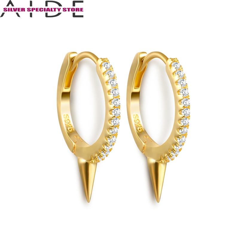 

AIDE Punk Zircon Hoop Earring 925 Sterling Silver Earrings For Women Piercing Girls Earring Fine Jewelry Pendientes Arete Gifts