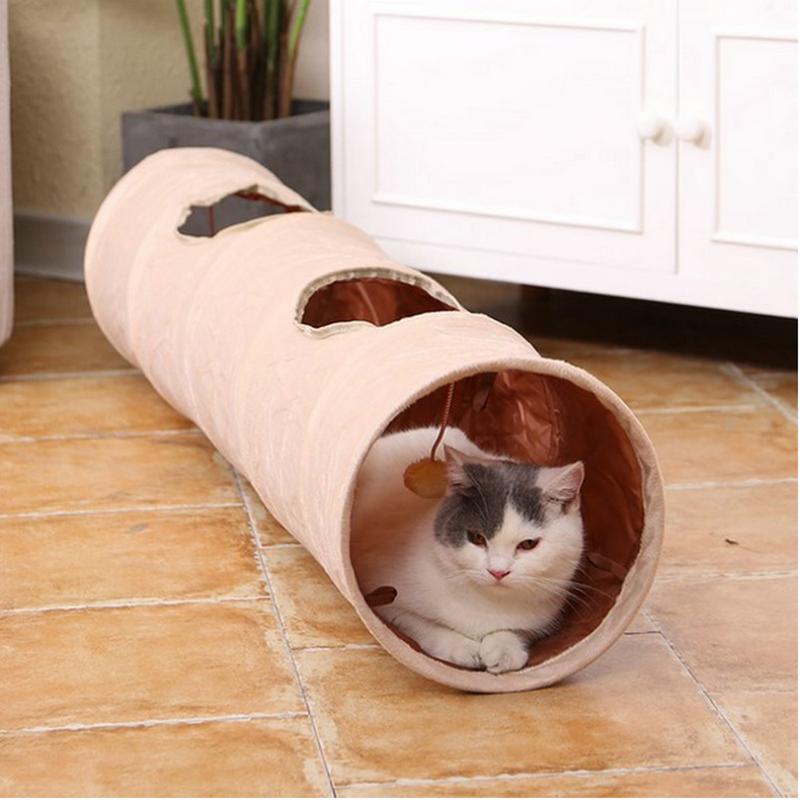 

Funny Plush Cat Tunnel Toy Pet Tunnel Game Toy Cat Puppies Funny Interactive Ball Folding WY71404