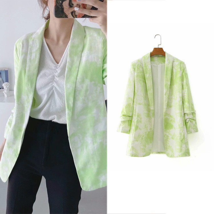 

2021 New Han Edition Small Pure Fresh and Sweet Green Dye Long Coat Suit Winter Fashion Woman Without Buckle Design 2idl