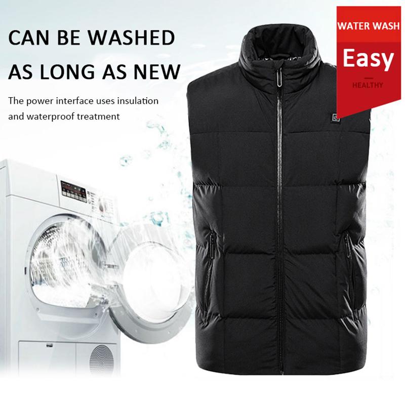 

Warm Men Women Winter USB Infrared Heating Vest Flexible Electric Thermal Waistcoat Fish Hiking Euro Size -7XL Outdoor Jackets, Black
