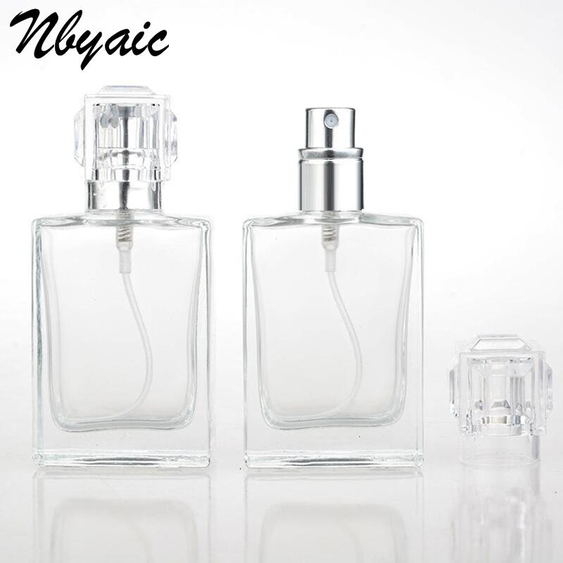 

Nbyaic 1Pcs 30ML Fashion Portable Transparent Glass Perfume Bottle With Aluminum Atomizer Empty Cosmetic Case For Travel