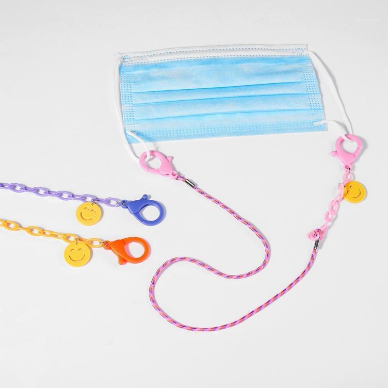 

Korea Smiling Face Pendant Mask Chain for Women Neck Chain Accessories Acrylic Rope Chains Strap Holder for Women Kids Safety1