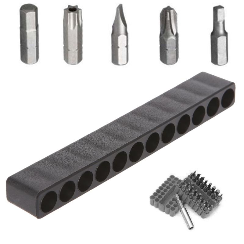 

Screwdriver Hole 10/12 Holes Hex Shank Bit Holder Plastic Head Storage Case Tool