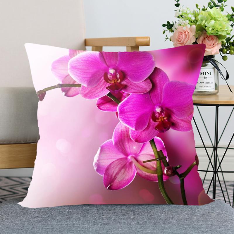 

New Arrival Orchid Flower Pillow Cover Bedroom Home Office Decorative Pillowcase Square Zipper Pillow cases Satin Soft No Fade1, 20
