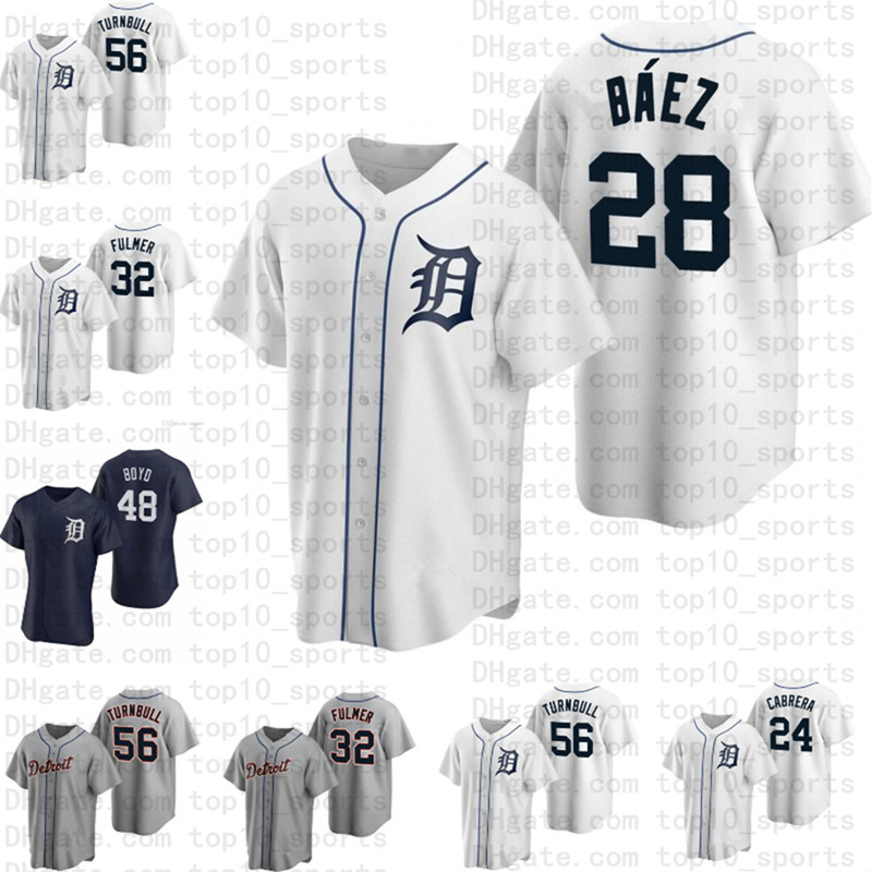 

28 Javier Baez Detroit 2022 Tigers Baseball Jersey Custom 24 Miguel Cabrera 7 Jonathan Schoop 8 Robbie Grossman Niko Goodrum Eric Haase Akil, Blue;black