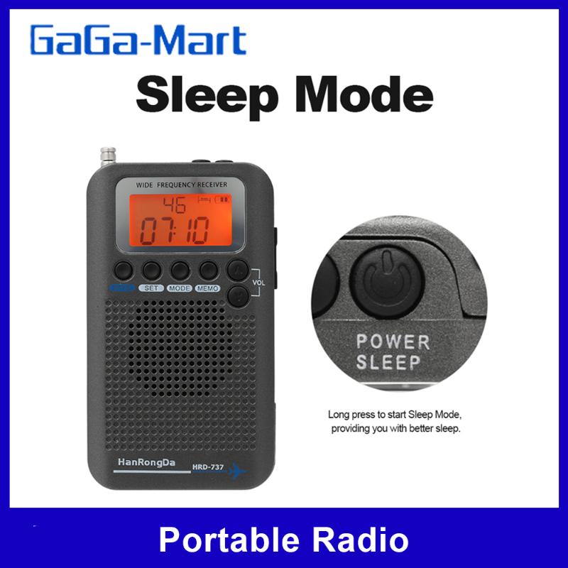 

HanRongDa HRD-737 Portable Full Band Radio Aircraft Band Receiver FM/AM/SW/ CB/Air/VHF World with LCD Display Alarm Clock