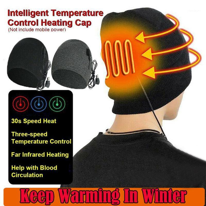 

Unisex Rechargeable Cap Electric Heated Hat Intelligent Warm Cap Winter Outdoor Beanie1, Black