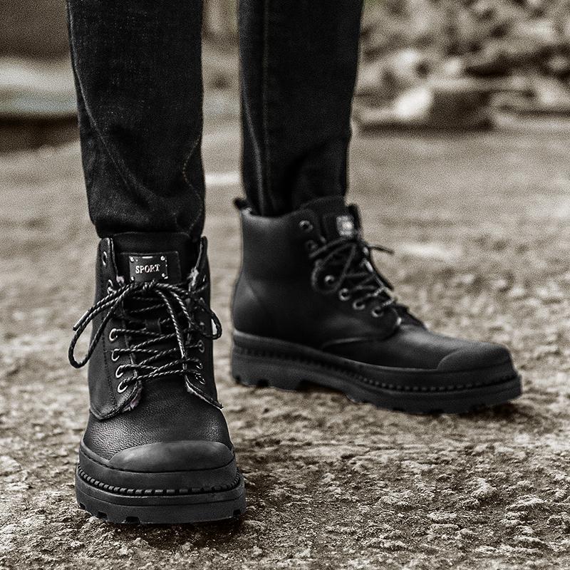 

Casual male flat negras sneakers Mens high shoe 2020 leather casual mens hombre hightop sneaker a Sneaker leisure with for1, Black