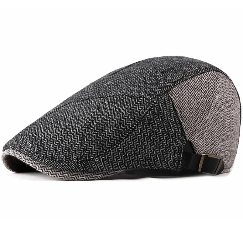 

MZ2189 Men Beret Cap Autumn Winter Hat Wool Berets Men Women Thick Warm Ivy Newsboy Flat Cap Adjustable Artist Painter Beret Hat, Dark blue