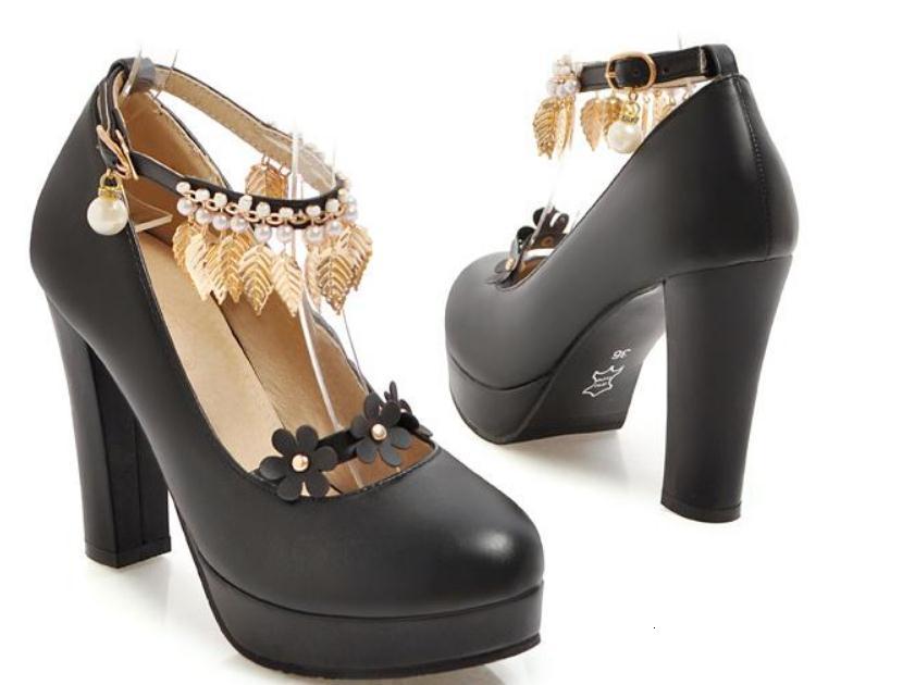 

2021 Free Send New Style Korean Coarse Heel Single Women's Waterproof Table Fashion Heeled Shoes and Spring P1BY, Black