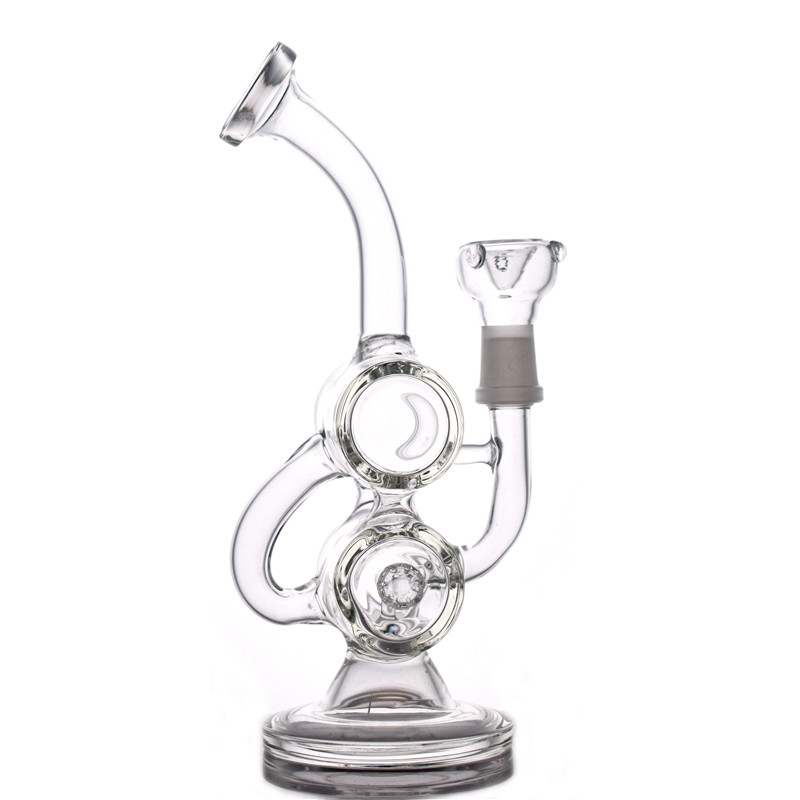 

Recycler Dab Rig bubbler Water Bong Pipe Heady honeycomb Bongs bubbler cyclone beaker water bongs with glass oil burner pipe