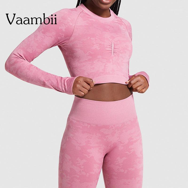 

Camo Seamless Workout Yoga Gym Set 2 Piece Ladies Leggings And Top Long Sleeve Training Athletic Biker Set Lady Jogging Suit1, White