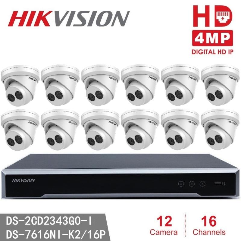 

Hikvision 16 Channel 4MP Home Security System 12pcs 4MP Dome Cameras DS-2CD2343G0-I Indoor weatherprood IP Poe Surveillance