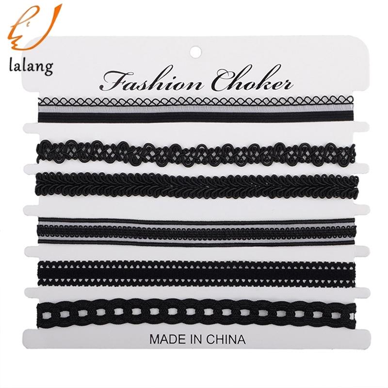 

8 pcs/set Charm Black Velvet Lace Multilayers pendant Choker Necklace woman Collar Necklace Party Jewelry Neck accessories