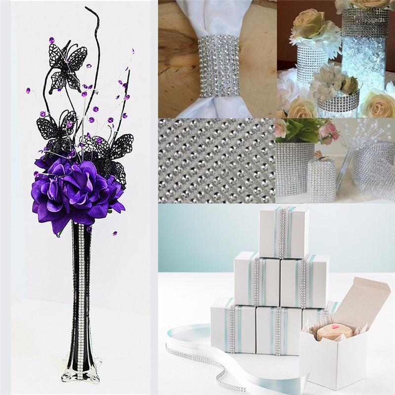 

New 90cm*12cm Rhinestone Chain Diamond Mesh Bling Trim Wedding Decor Bling Wrap Party Ribbon DIY Crafts Supplie 1Pcs / 6ZHH1931, Silver