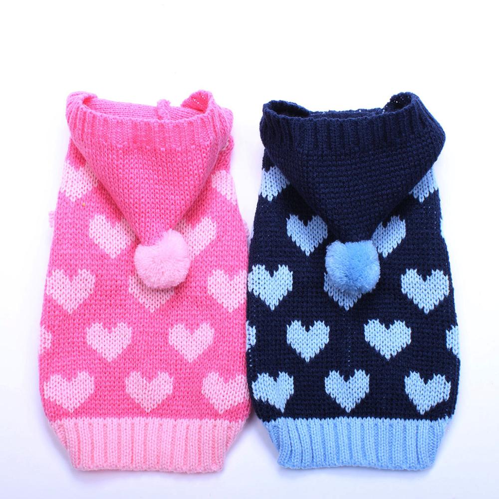 

Cat Dog Sweater Hoodie Hearts JumperPet Puppy Coat Jacket Warm Clothes for Small Medium Dogs Cats, Pink