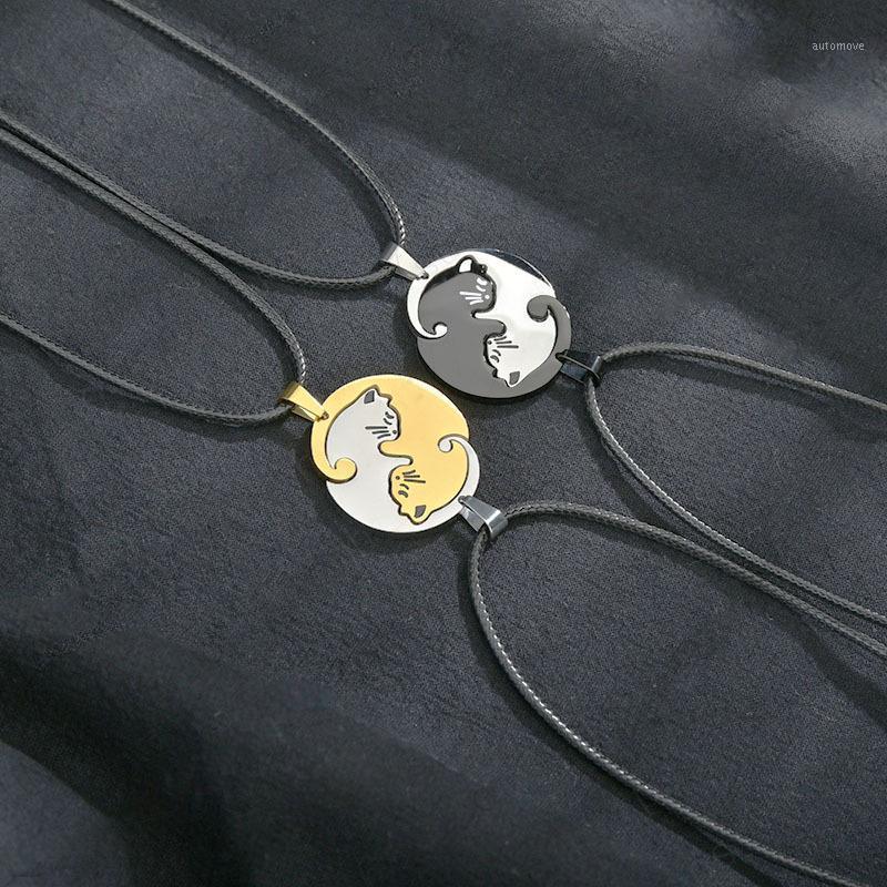 

Couple Pendant Necklace Stainless Steel Splicing Necklace for Women Cat Pattern Give Gift to Boyfriend Girlfriend1