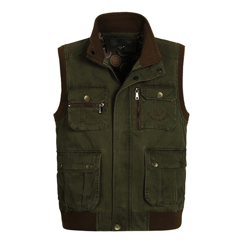 ICPANS Classic Men Vest With Many Pockets Male Casual Photographer Work Sleeveless Jacket Multi Pocket Waistcoat Plus Size 201120Z