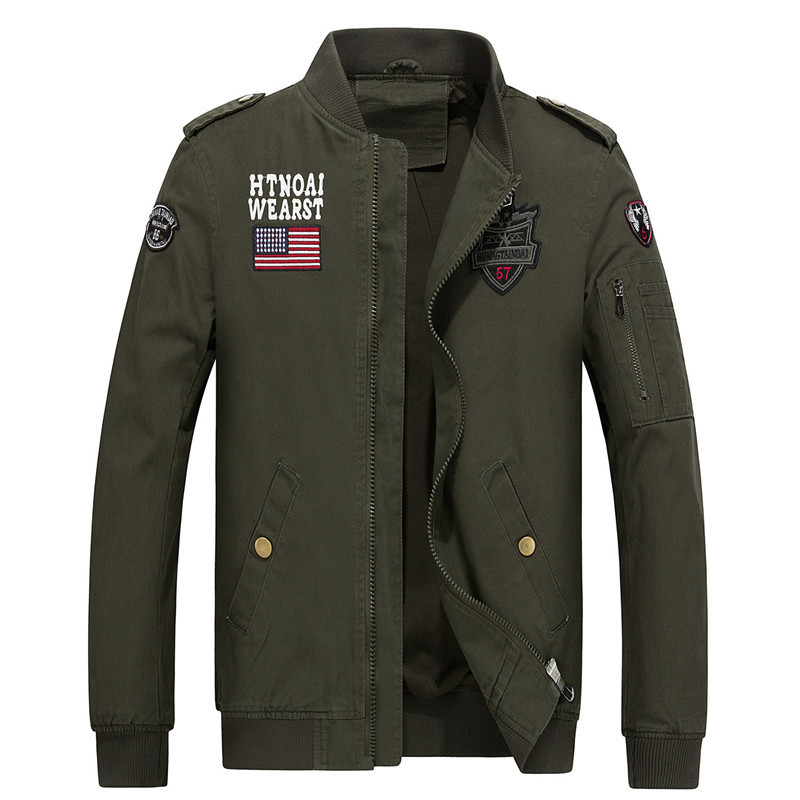 

Washed Cotton Casual Stand-collar Men Jacket, Black;brown