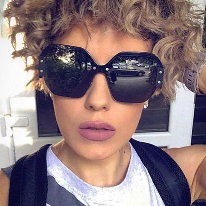 

Sunglasses Classic Vintage Women Square Designer Half Frame Sun Glasses Female UV400 Eyewears