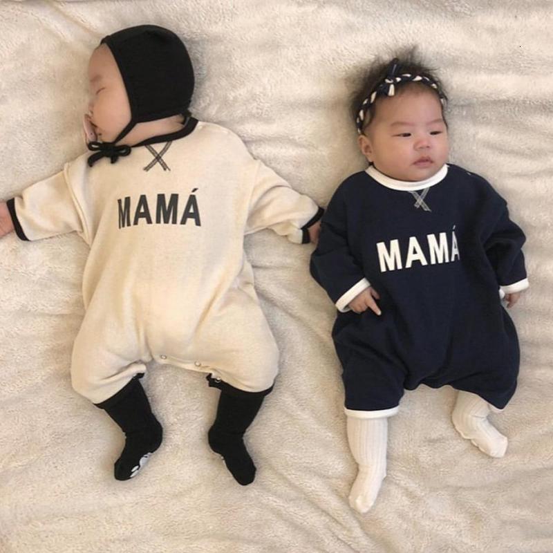 

2021 New Autumn Newborn Infant Rompers Cotton Kids Jumpsuit Letter Print Baby Boys Clothes Toddler Girls Romper 0-24m Ynla, H118dark blue