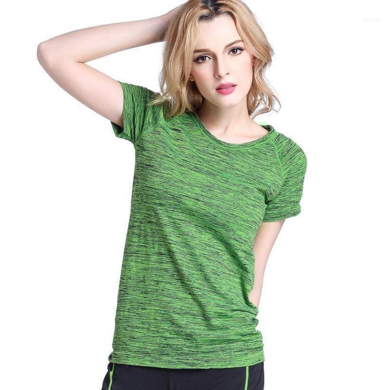 

Women Professional Yoga Shirt Fitness Running Sports Jogging Gym Quick Dry Sweat Breathable Exercises Short Sleeve Tops new #1, Orange