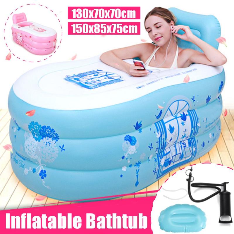 

Portable Family Inflatable Bathtub Adult Couple Thickened PVC Warm Bath Bathtub Folding Children's Bathroom SPA