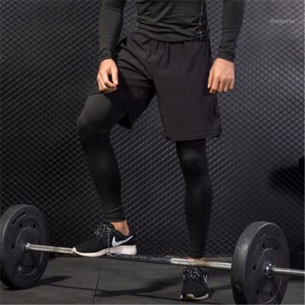 

basketball tight pant Sporting Pants Men Elastic Breathable double-deck Trousers men mesh printing Running Pants Jogger Gyms running pant1, Black