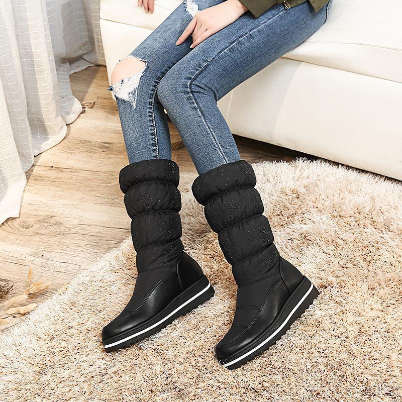 

2020 Women Winter Boots Warm with Fur Ladies Snow Boots Waterproof Fashion Casual Women Shoes Female Footwear CBT10761, Black
