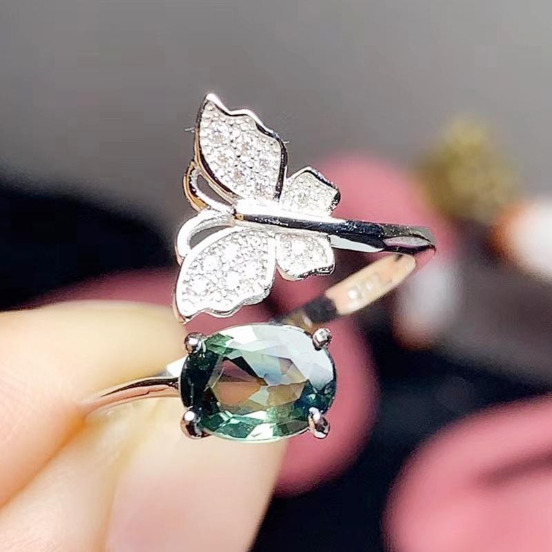 

Cluster Rings Natural Real Green Yellow Sapphire Butterfly Ring 5*7mm 1ct Gemstone 925 Sterling Silver Fine Jewelry T2091109, Golden;silver