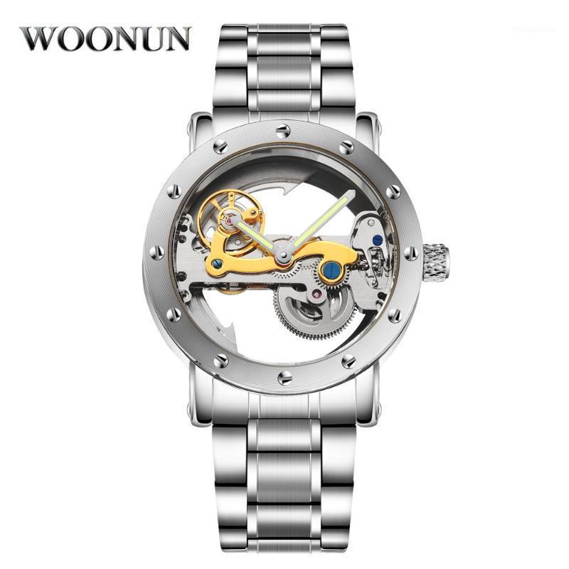 

Luxury Men Watches Fashion Transparent Hollow Watches Men Tourbillon Automatic Mechanical Stainless Steel reloj hombre1, 0866089silver