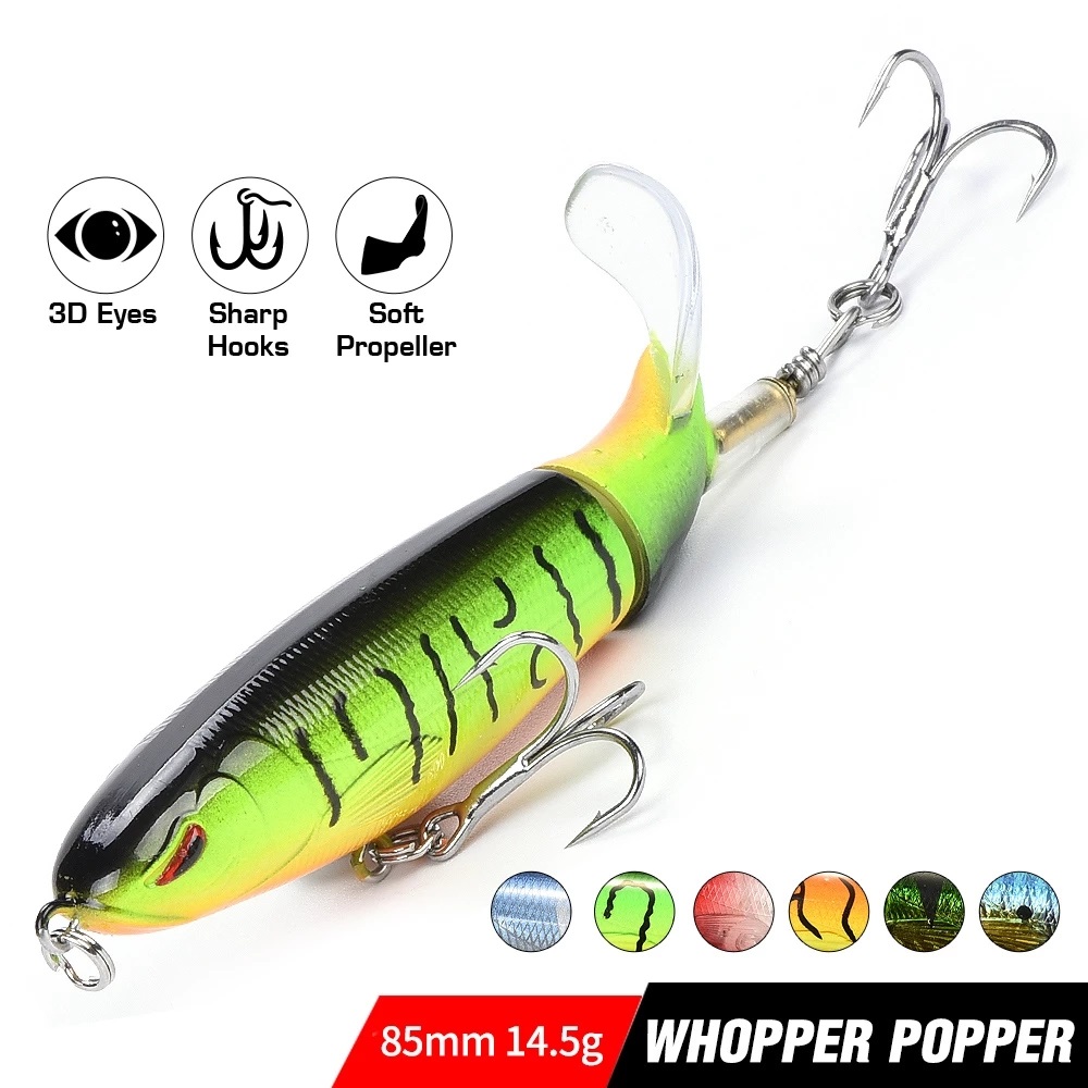 

2020 New Whopper Popper Fishing Lure For Wobbler Topwater Hard Bait Tail Propeller Plopper Swimbait Swim Bass Pesca Artificial