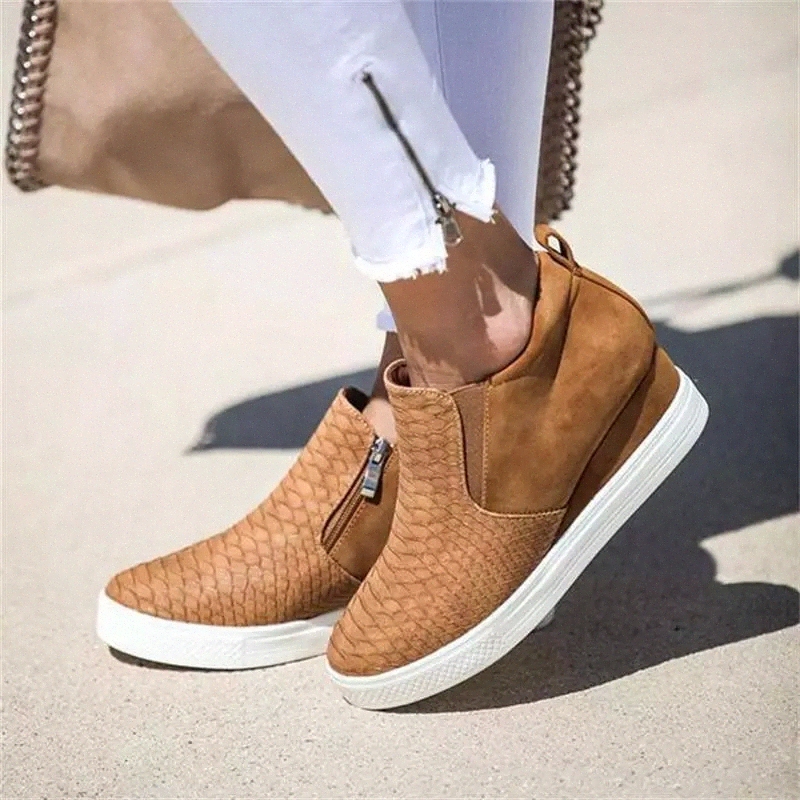 

DAHOOD Women Wedge Shoes Dropshipping Female Wedge Solid Shoes Summer Autumn Walking Sneakers Zipper Ladies Platform Sandals #sK8J