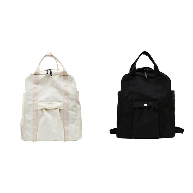 

Men's and Women's Casual Rucksack Large-Capacity School Bag Travel School Bag Solid Color Backpack, Black