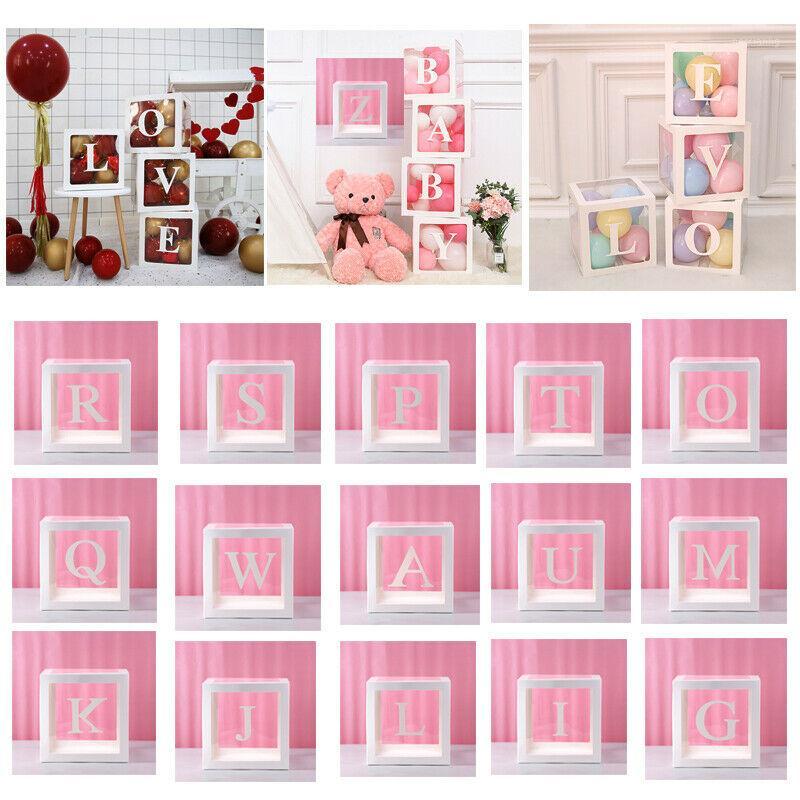 

Letter A-Z Cube Transparent Gift Boxes Kid Birthday Baby Shower Party Decoration1
