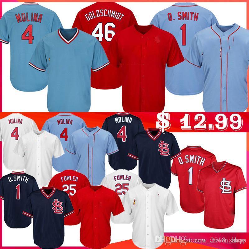 

Goldschmidt 4 Yadier Molina Baseball Jerseys Men 1 Ozzie Smith 25 Dexter Fowler 46 Paul Goldschmidt Jersey, Blue;black