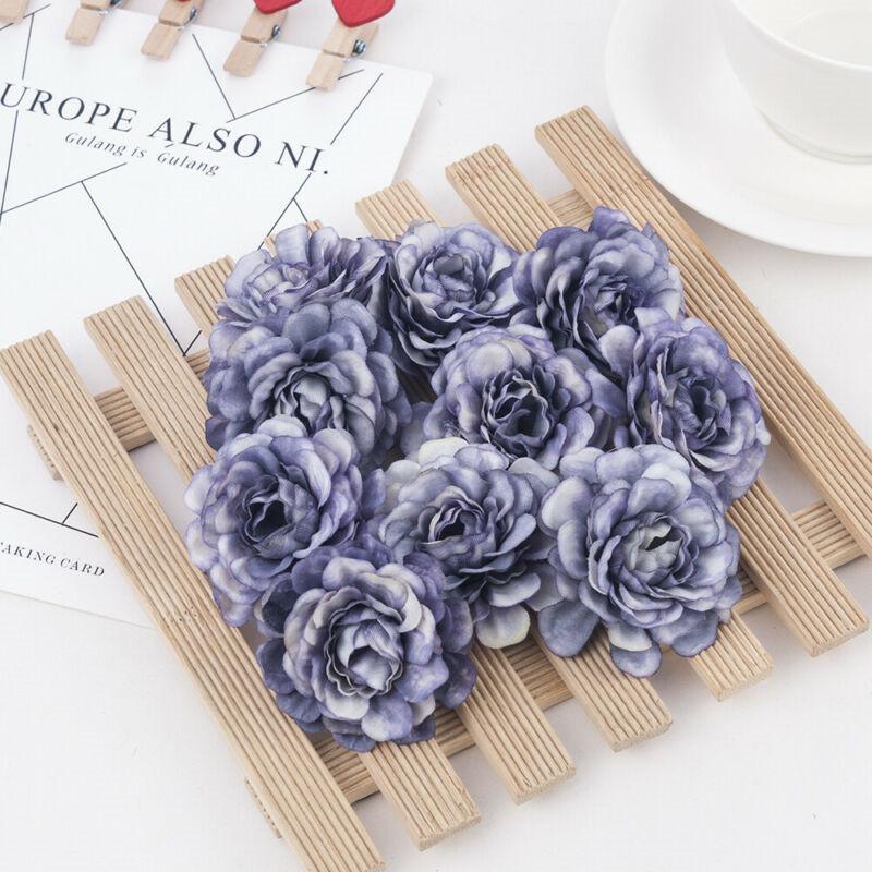 

10Pcs Artificial Silk Rose Peony Flower Heads Bulk Craft Wedding Party Decor Hot1, Blue