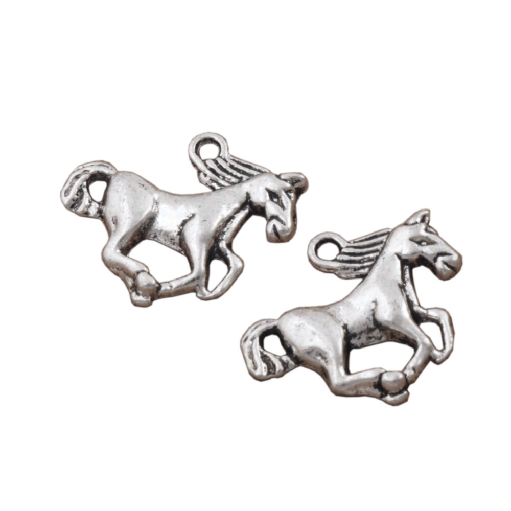 10pcs Tibetan Style Hollow Beads Horse Animal Jewelry Making Antique Silver 15mm