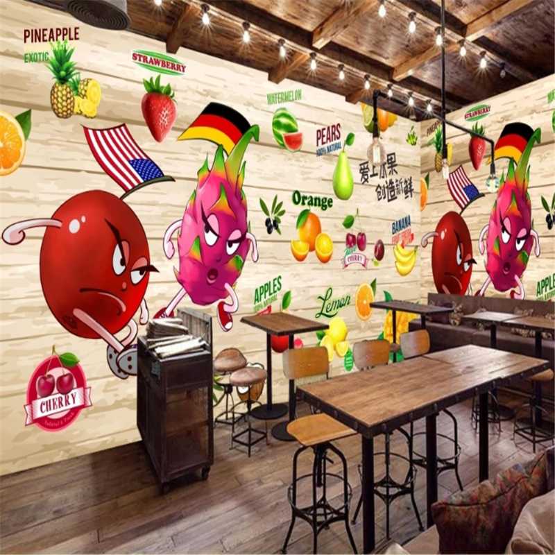 

Milofi custom 3D photo wallpaper green fresh fruit shop background wall home decoration background wall picture, Silk cloth