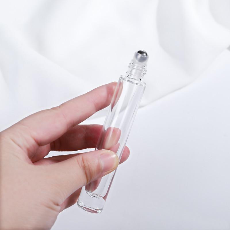 

10ml Clear Roll On Roller Bottle For Essential Oils Refillable Perfume Bottle Deodorant Containers With Gold/Silver/Black Lid1