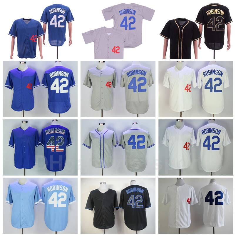 

1955 Vintage Baseball 42 Jackie Robinson Jerseys Embroidery And Stitched Flexbase Cool Base Home Away Blue White Black Grey, 42 blue
