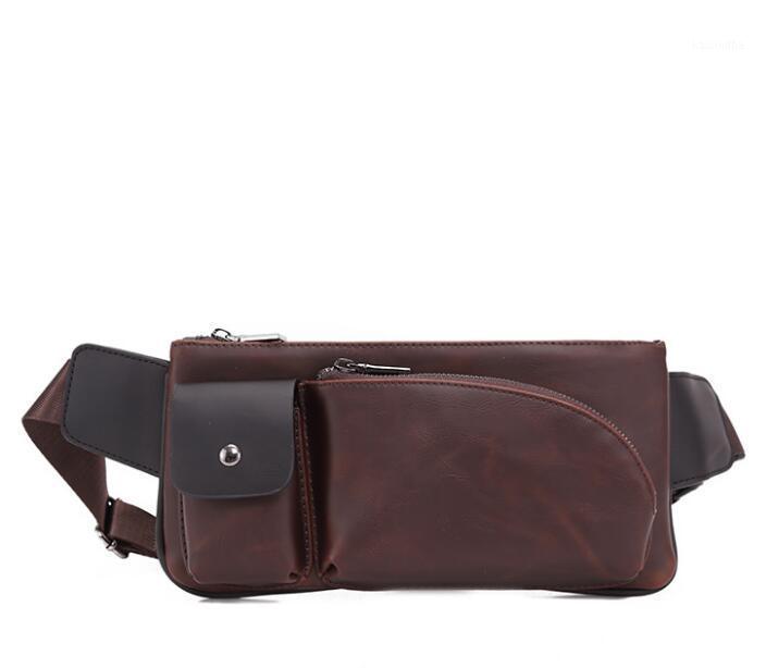 

New One Shoulder Men's Chest Bag Crossbody Bag Crazy Horse Skin Trend Casual Korean Waist1, Brown