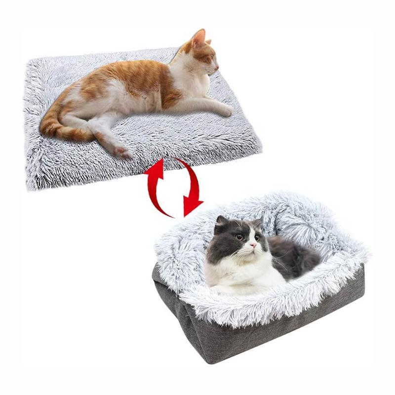 

Long Plush Super Soft Pet Bed Kennel Dog Round Cat Winter Warm Sleeping Bag Puppy Cushion Mat Portable Cat Supplies For Dog