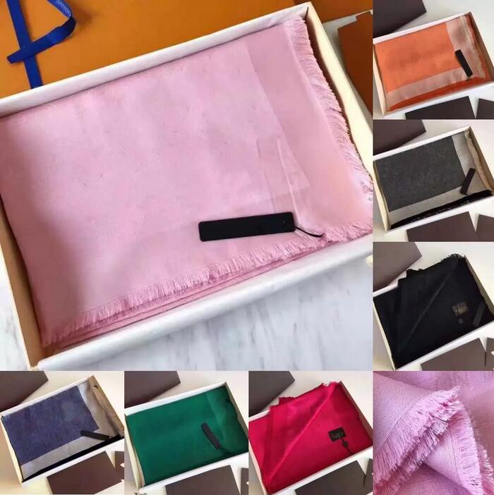 

7 colors square scarfs for womens Mens Scarf luxurys Pashmina Top quality Silks Cotton Blend Women Fashion Silk Designers Scarves With Box
