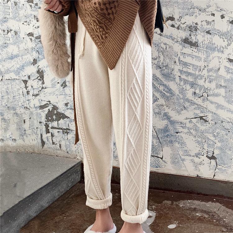 

2021 New women's clothing loose harem pants autumn style Warm casual pantalon taille haute femme, Black