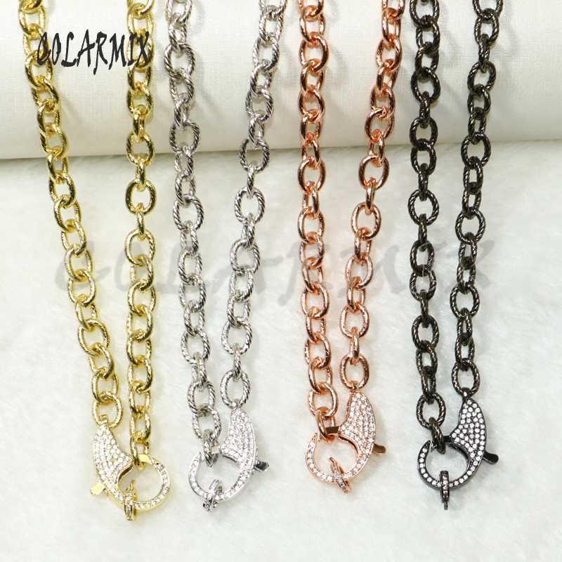 

3 strands mix colors Lobster pendant necklace Zircon necklace Opened link chain fashion jewelry accessories 505231