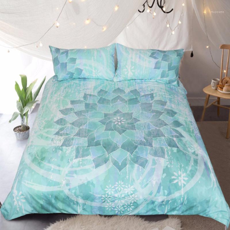 

Mandala Bedding Set Queen Soft Bedclothes Twill Bohemian Print Duvet Cover Set with Pillowcases Bed Home1, As pic